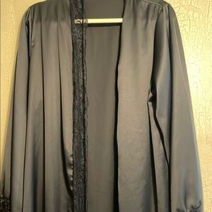 SHEIN Black Luxe Robe Intimates Sleepwear